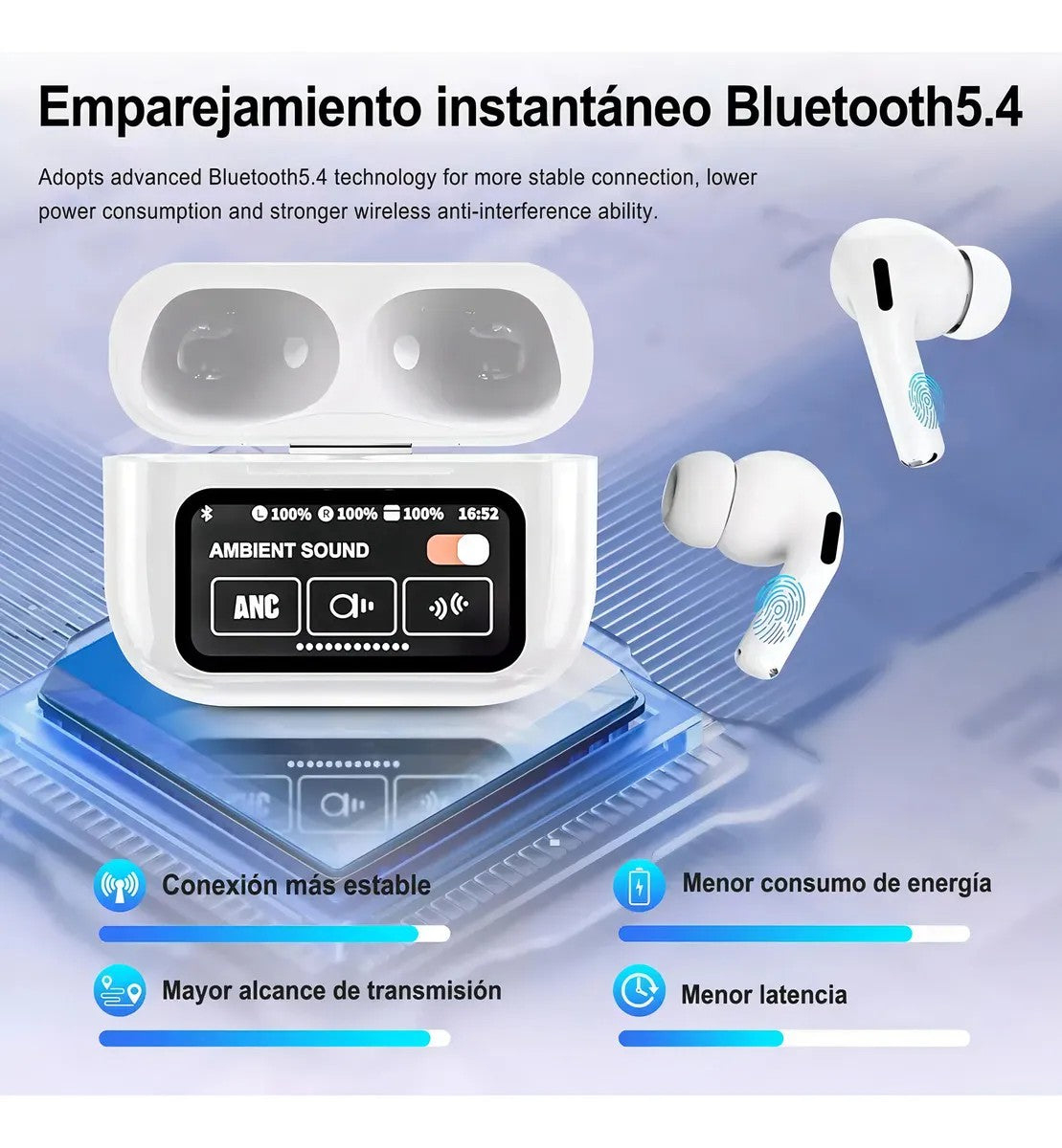 Audifonos bluetooth con pantalla touch