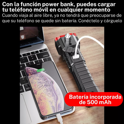 Linterna + Martillo + Powerbank + Imán Portatil