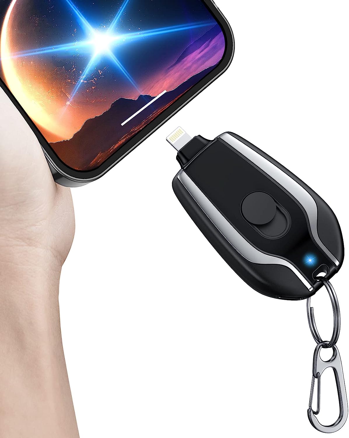 COMPATIBLE iPhone - Powerbank llavero portatil Lightning color negro