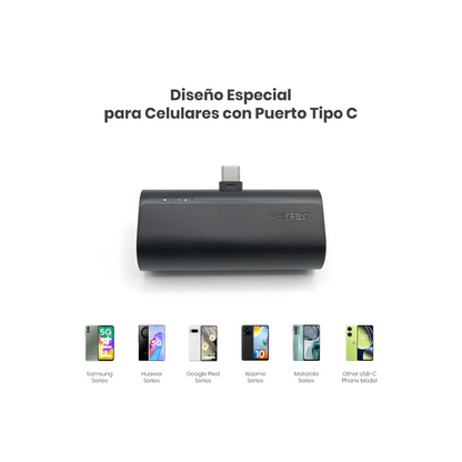 Power Bank 5000 mAh cargador portátil tipo C mini